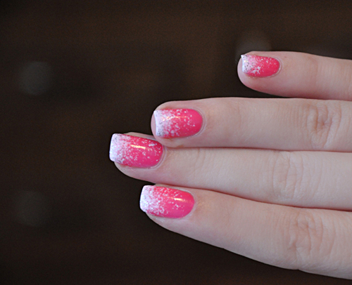 Frosted Candy Inspired Nail Design -. Products used: Essie Nail Polish (Pink